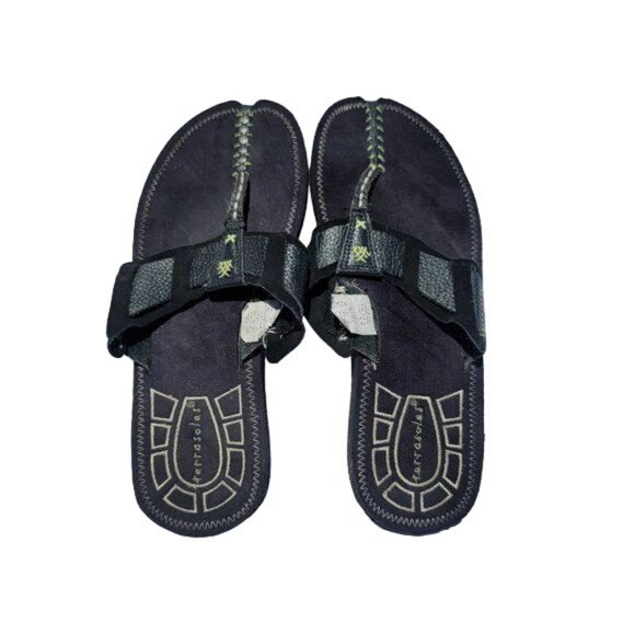Terrasoles Flip Flop/Thongs/ Sandals Men's  Size 12 Black post toe - Picture 7 of 9